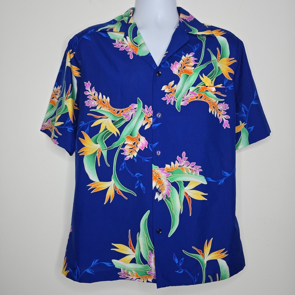 Vintage‎ 70s 80s Hilo Hattie Mens Shirt Large Polyester Hawaiian Button Paradise - Picture 7 of 7